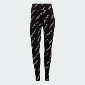 Adidas Tights Leggings Black White Logo Graphics -  Small